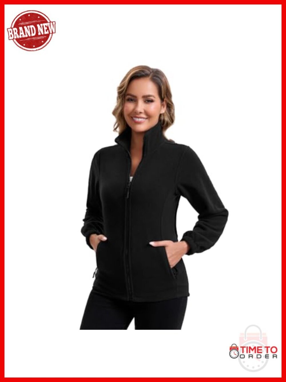 Polar Fleece Full Zip Jacket with Pockets Lightweight Warm